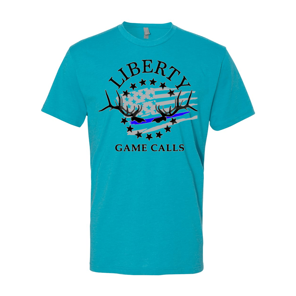 Men's T-Shirt: Thin Blue Line Flag Logo - Liberty Game Calls