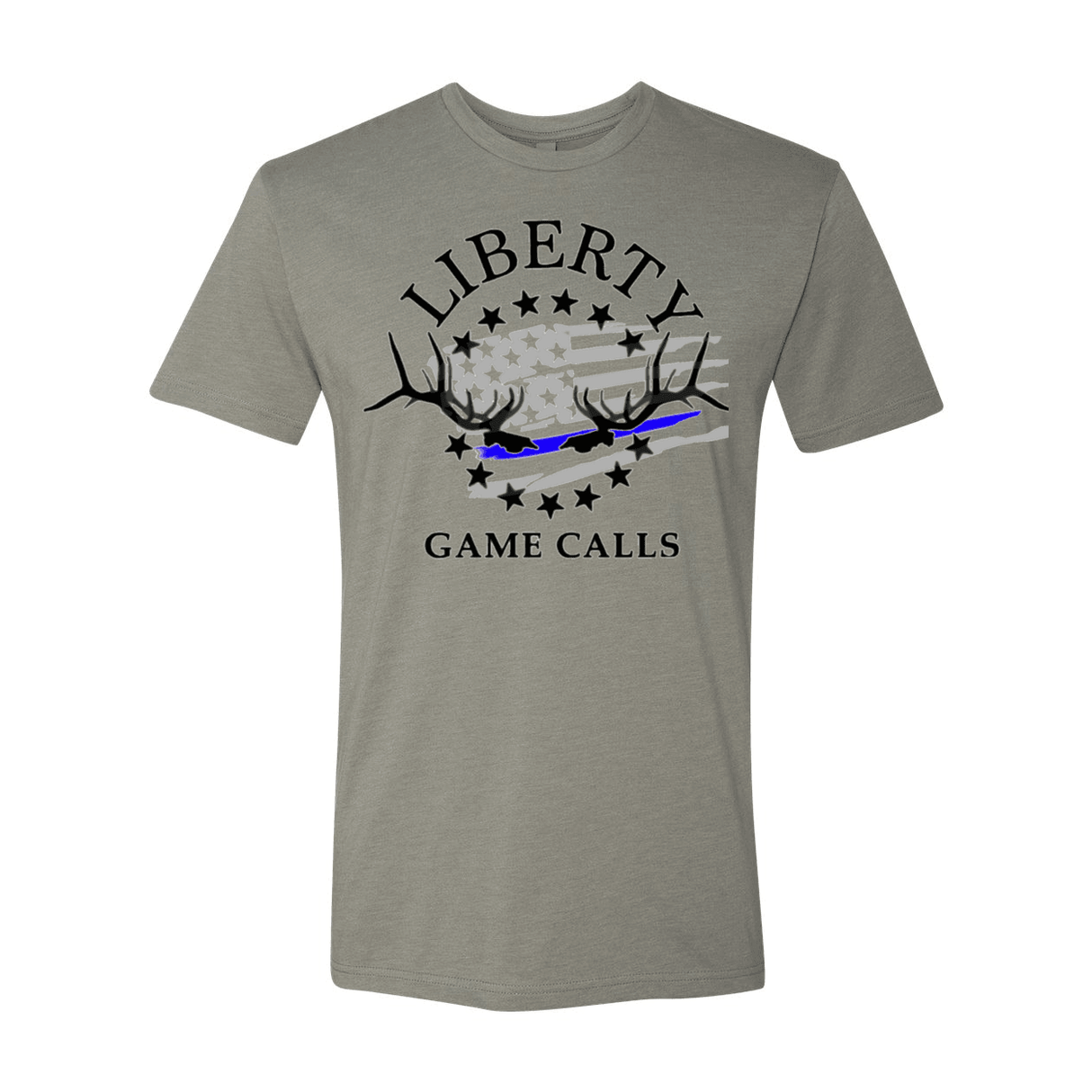Men's T-Shirt: Thin Blue Line Flag Logo - Liberty Game Calls