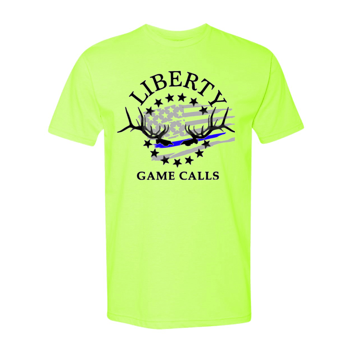 Men's T-Shirt: Thin Blue Line Flag Logo - Liberty Game Calls