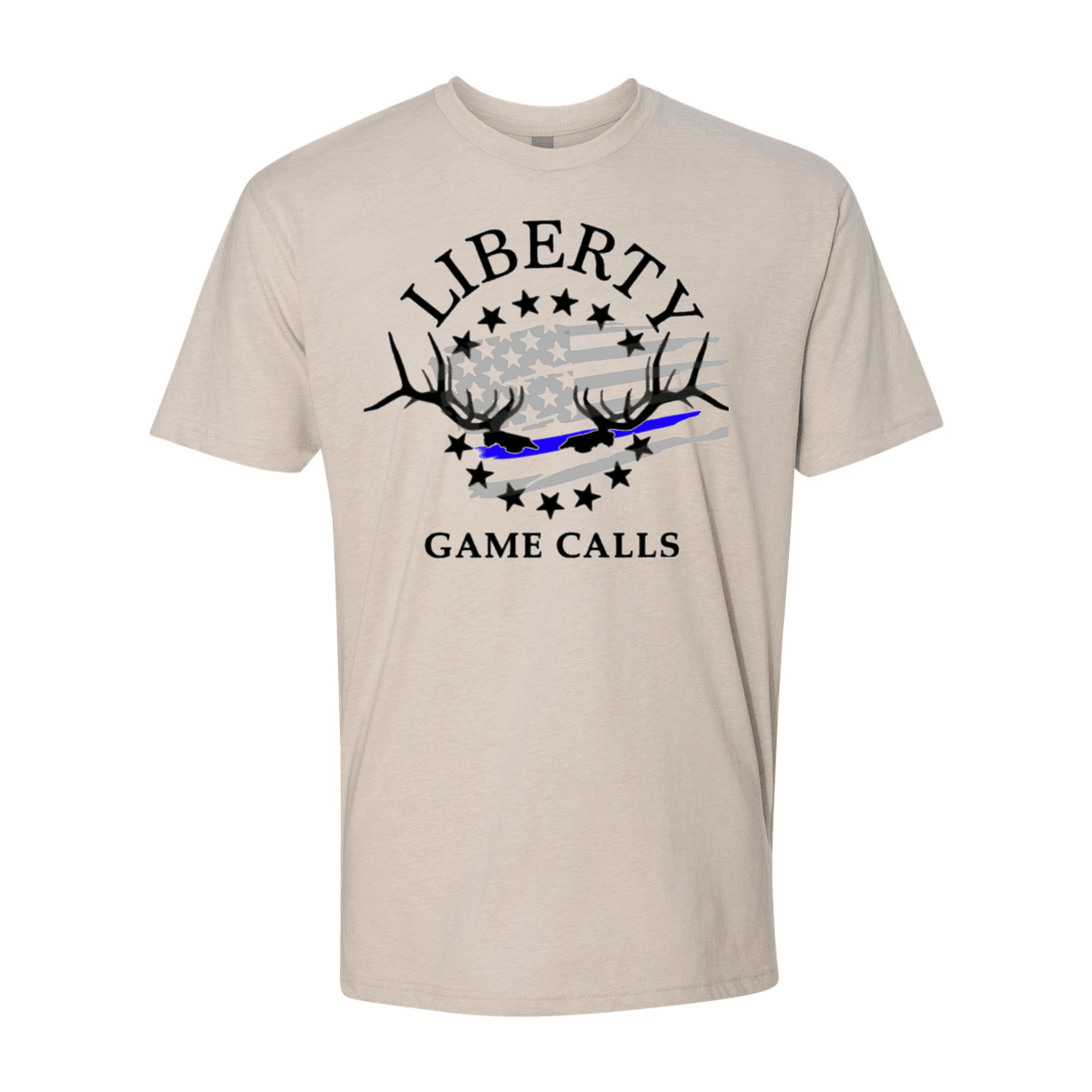 Men's T-Shirt: Thin Blue Line Flag Logo - Liberty Game Calls