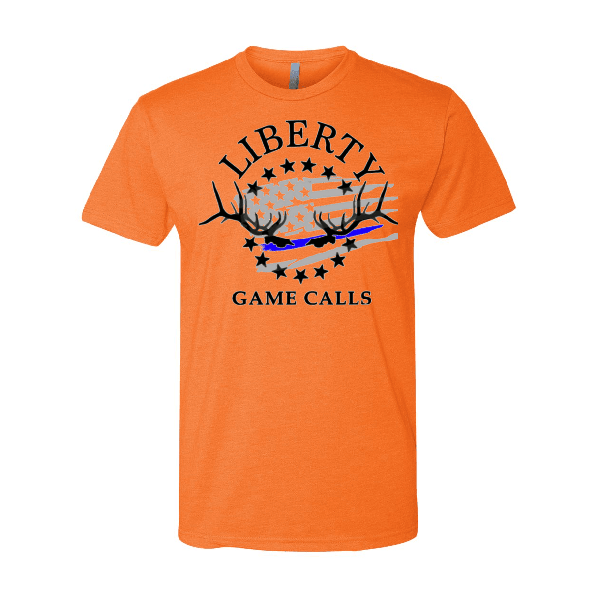 Men's T-Shirt: Thin Blue Line Flag Logo - Liberty Game Calls 