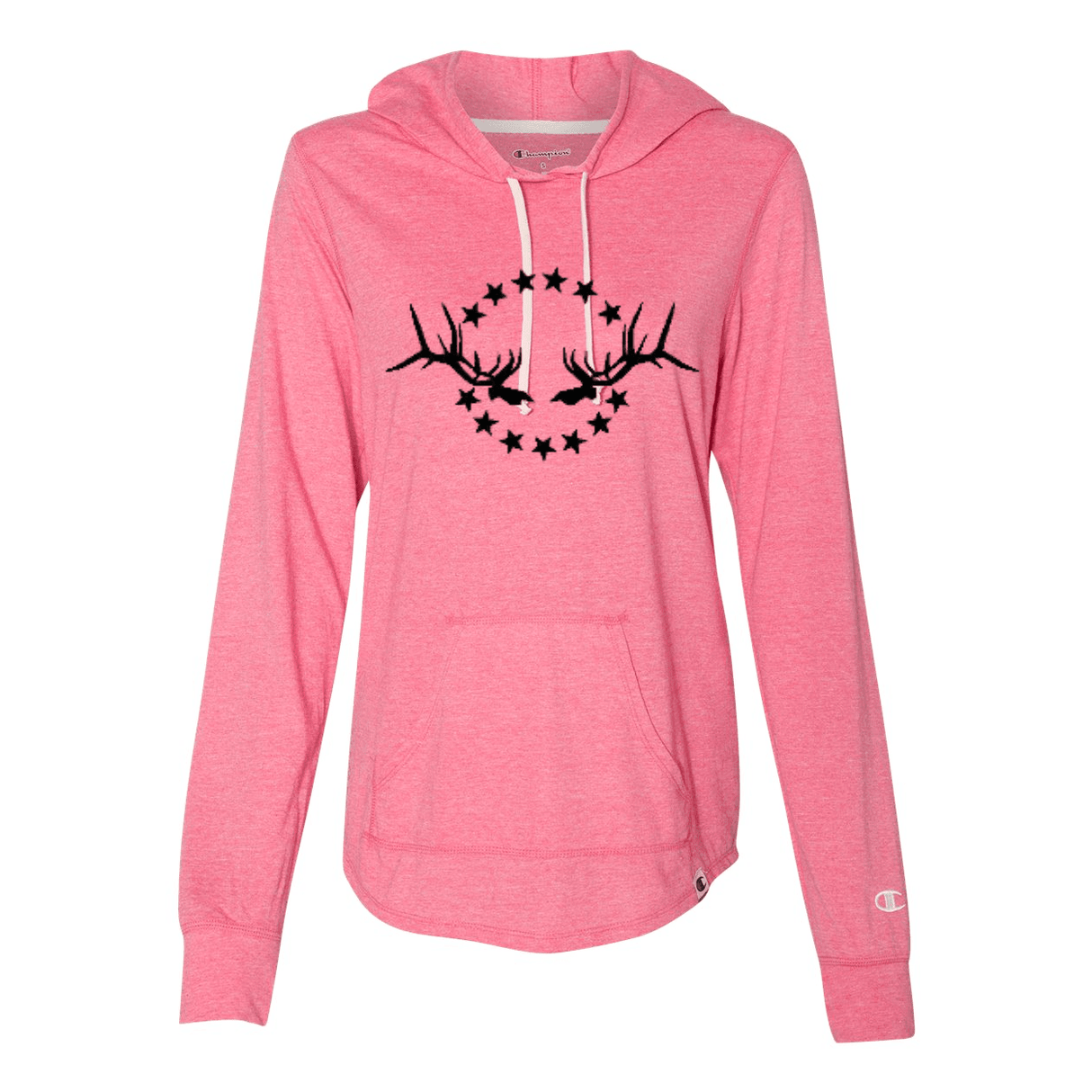 Women's Lightweight Hooded T-Shirt: Simple Black Logo - Liberty Game Calls 