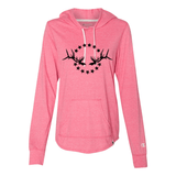 Women's Lightweight Hooded T-Shirt: Simple Black Logo - Liberty Game Calls 