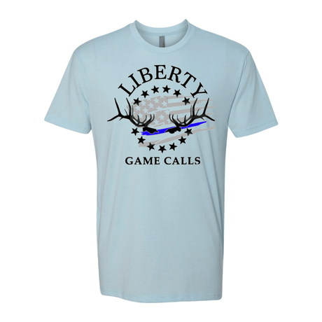 Men's T-Shirt: Thin Blue Line Flag Logo - Liberty Game Calls 