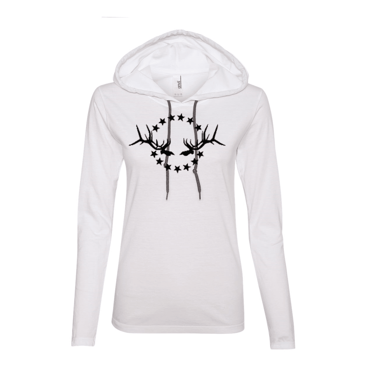 Women's Lightweight Hooded Shirt: Simple Black Logo - Liberty Game Calls 