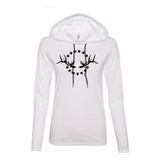 Women's Lightweight Hooded Shirt: Simple Black Logo - Liberty Game Calls 