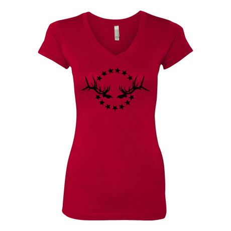 Women's V-Neck T-Shirt: Simple Black Logo - Liberty Game Calls 