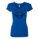 Women's V-Neck T-Shirt: Simple Black Logo - Liberty Game Calls 