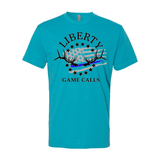 Men's T-Shirt: Thin Blue Line Flag Logo - Liberty Game Calls 