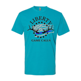 Men's T-Shirt: Thin Blue Line Flag Logo - Liberty Game Calls 