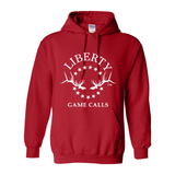 Hooded Sweatshirt: White Logo - Liberty Game Calls 