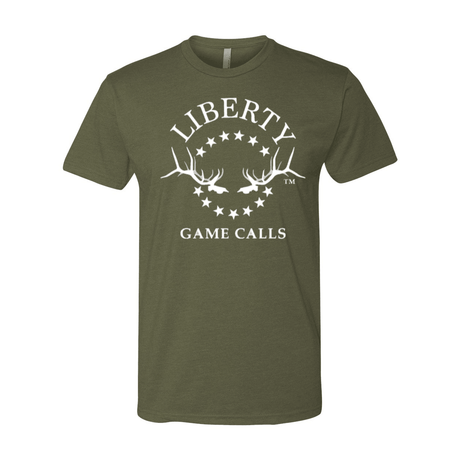 Men's T-Shirt: White Logo - Liberty Game Calls 
