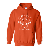 Hooded Sweatshirt: White Logo - Liberty Game Calls 