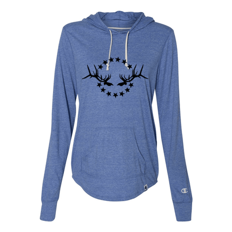Women's Lightweight Hooded T-Shirt: Simple Black Logo - Liberty Game Calls 