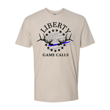 Men's T-Shirt: Thin Blue Line Flag Logo - Liberty Game Calls 