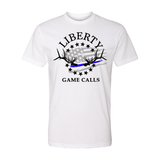 Men's T-Shirt: Thin Blue Line Flag Logo - Liberty Game Calls 