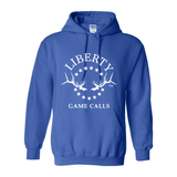 Hooded Sweatshirt: White Logo - Liberty Game Calls 
