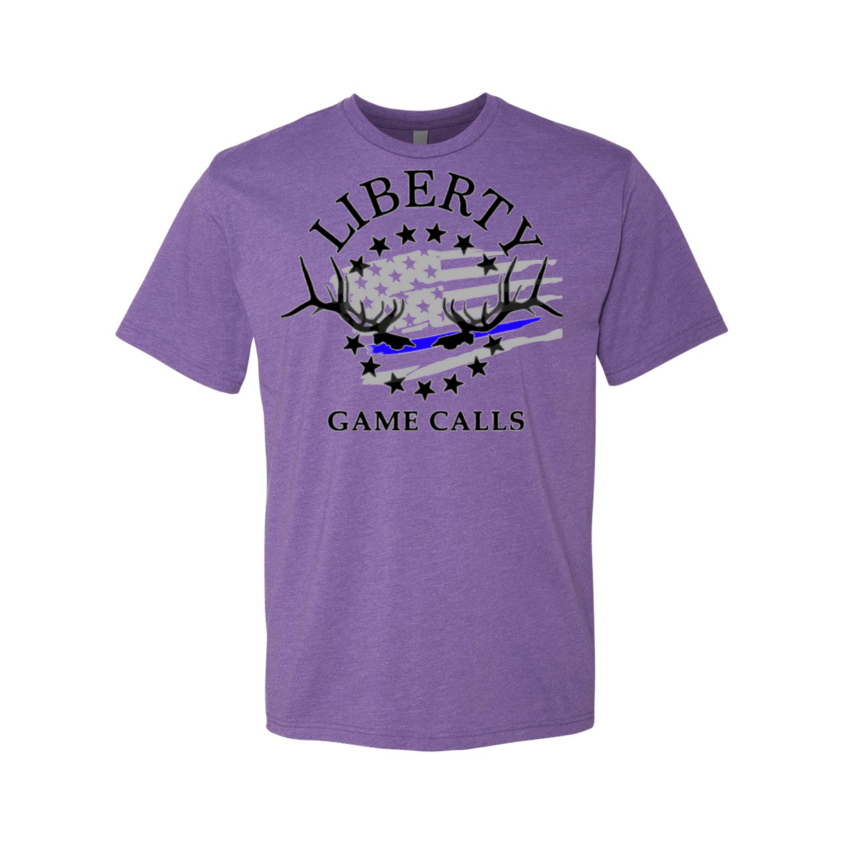 Men's T-Shirt: Thin Blue Line Flag Logo - Liberty Game Calls 