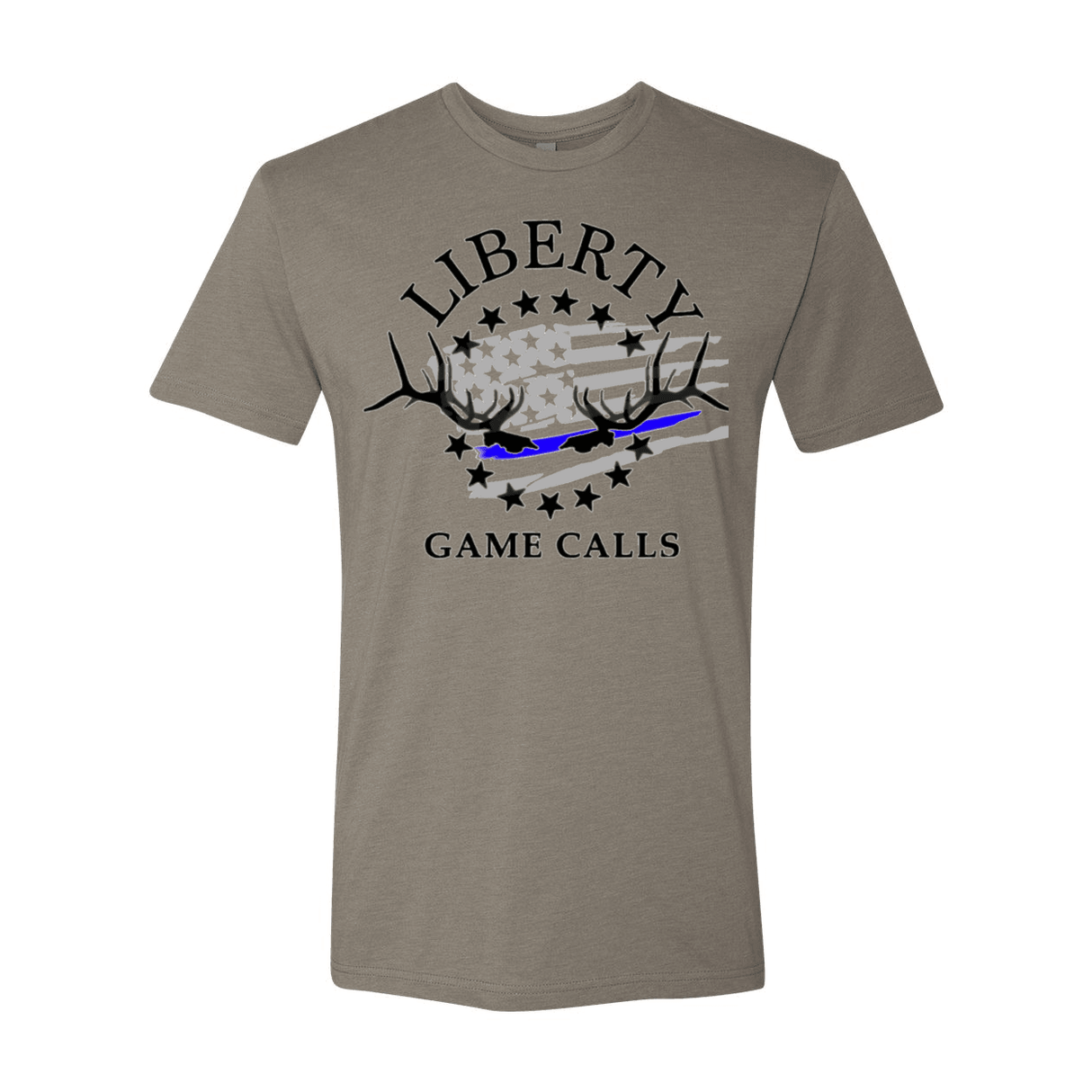 Men's T-Shirt: Thin Blue Line Flag Logo - Liberty Game Calls 