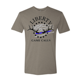 Men's T-Shirt: Thin Blue Line Flag Logo - Liberty Game Calls 