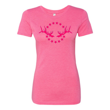 Women's Hot Pink Simple Logo Triblend Crew