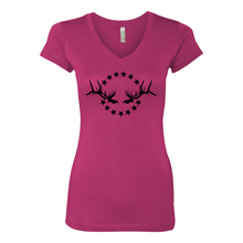 Women's Black Simple Logo Sporty V-Neck